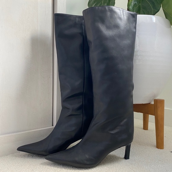 Zara Genuine Leather Tall Boots - Picture 3 of 7
